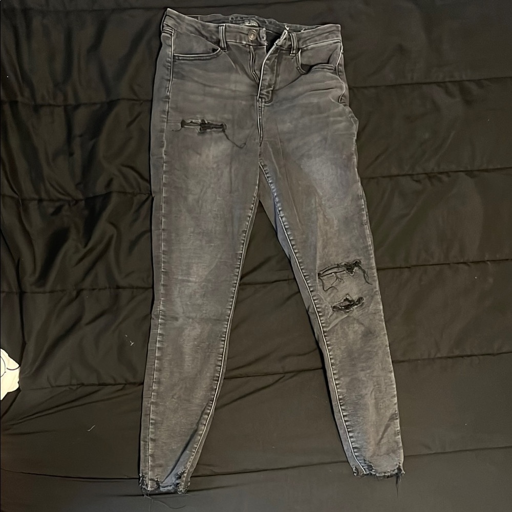 Distressed Black/Gray Women's Jeans